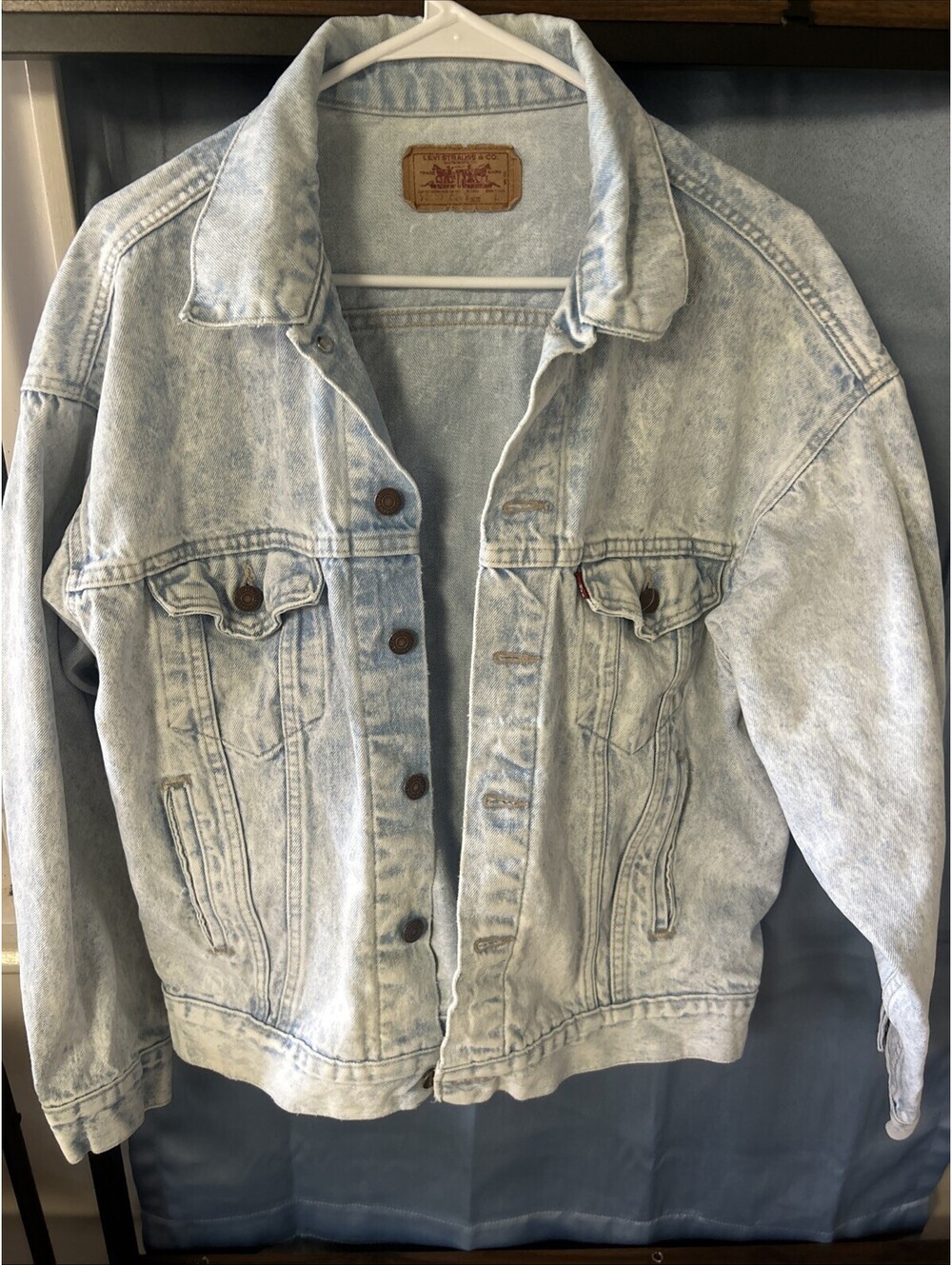 Vintage Levis Mens Large Trucker Jean Jacket Acid Wash Denim Blue USA 70507